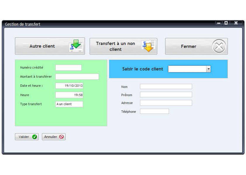 Fênetre de procédure de transfert